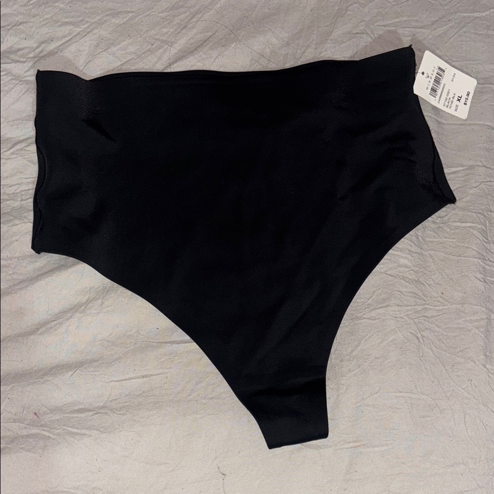 High-Waisted Black Thong Shaper Underwear